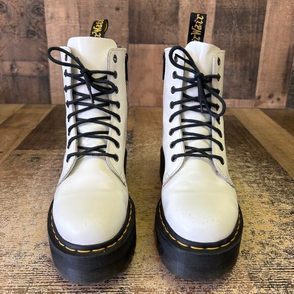 Dr. Martens Jadon Side Zip Patent Leather White Platform Combat Boots Womens 7 - Picture 6 of 12